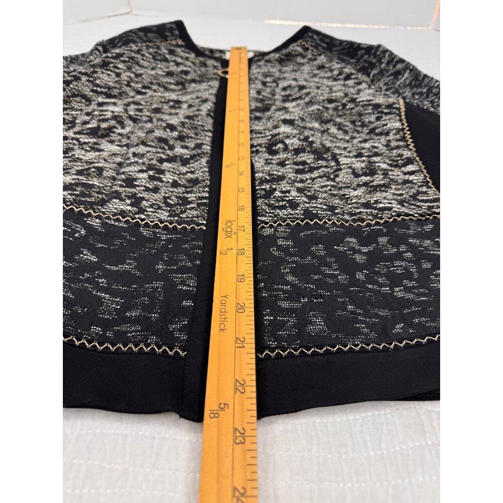 NWT Chicos Womens Black & White Textured Knit Jacket With Gold Zipper Size 3P - Picture 12 of 12